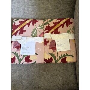 NWT Pottery Barn Molly Suzani Rose/Pink Embroidered King Size Pillow Shams Set/2